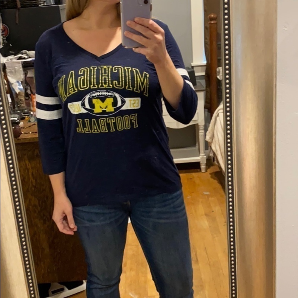 Univ of Michigan Football Burnout Tee Large EUC